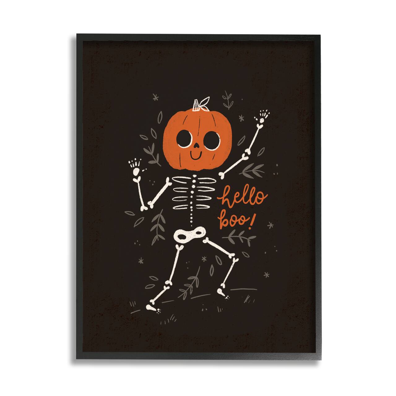 Stupell Industries Hello Boo Halloween Smiling Skeleton Framed Giclee Art